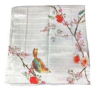 NEW  Lenox Chirp Floral Spill Proof Tablecloth 52” x 52” Bird and Floral Pattern